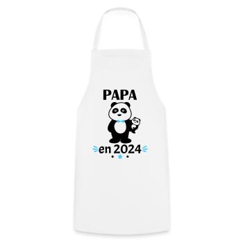 Papa en 2024, annonce grossesse, famille - Tablier de cuisine - blanc - Devant - AI Model Male 185 dark (185cm)