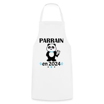 Parrain en 2024, annonce grossesse, famille - Tablier de cuisine - blanc - Devant - AI Model Male 185 dark (185cm)