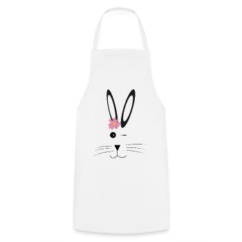 Süßer Hase mit Blume in rosa. - Kochschürze - Weiß - Vorne - AI Model Male 185 dark (185cm)