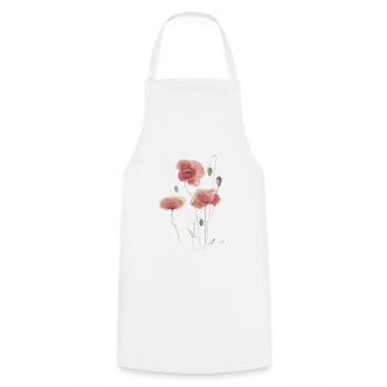 Mohnblumen, die im Wind tanzen. - Kochschürze - Weiß - Vorne - AI Model Male 185 dark (185cm)