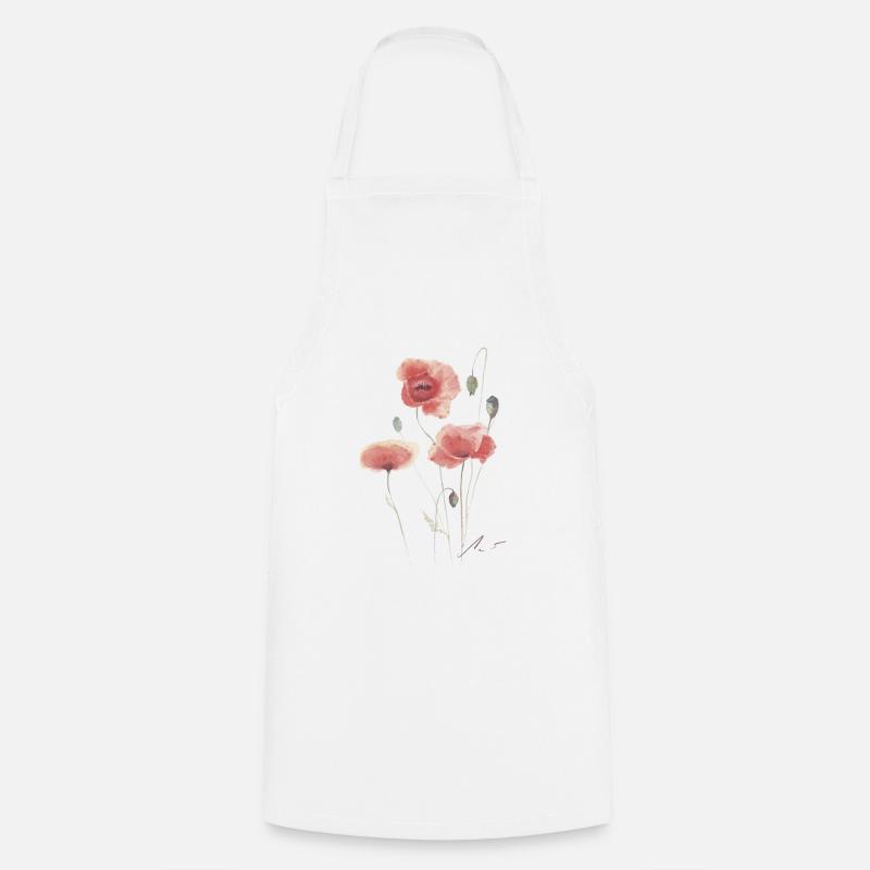 Des coquelicots dansant dans le vent. - Tablier de cuisine - blanc