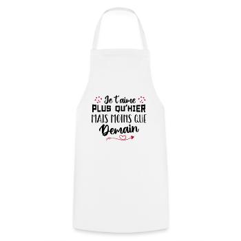 Je t’aime plus qu’hier mais moins que demain - Tablier de cuisine - blanc - Devant - AI Model Male 185 dark (185cm)