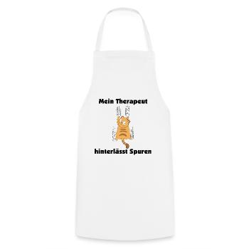 Mein Therapeut hinterlässt Spuren - Katzen - Kochschürze - Weiß - Vorne - AI Model Male 185 dark (185cm)