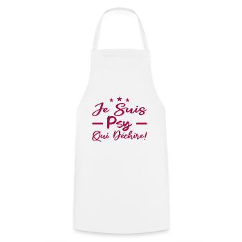 je suis psy qui déchire - Tablier de cuisine - blanc - Devant - AI Model Male 185 dark (185cm)