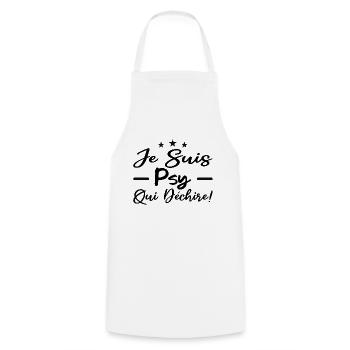 je suis psy qui déchire - Tablier de cuisine - blanc - Devant - AI Model Male 185 dark (185cm)