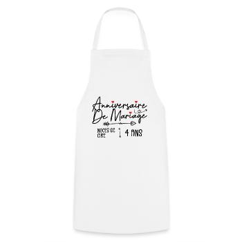 Anniversaire de mariage 4ans - Noce de Cire 4 ans - Tablier de cuisine - blanc - Devant - AI Model Male 185 dark (185cm)