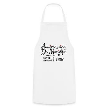 Anniversaire de mariage 8 ans, Noces de Coquelicot - Tablier de cuisine - blanc - Devant - AI Model Male 185 dark (185cm)