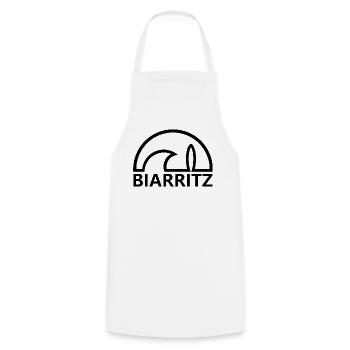 Biarritz Sun Surfbrett minimalistisch schwarz - Kochschürze - Weiß - Vorne - AI Model Male 185 dark (185cm)
