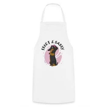 Short and Sassy Dachshund - Cooking Apron - white - Front - AI Model Male 185 dark (185cm)
