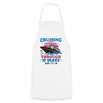 Cruising Through 10 Years Wedding Anniversary - Cooking Apron - white - Front - AI Model Male 185 dark (185cm)