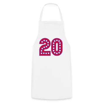ANNIVERSARY. HAPPY BIRTHDAY. HAPPY BIRTHDAY. - Cooking Apron - white - Front - AI Model Male 185 dark (185cm)