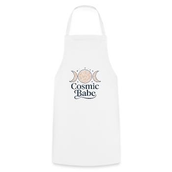Bébé Cosmique – Conception Spirituelle de la Lune - Tablier de cuisine - blanc - Devant - AI Model Male 185 dark (185cm)