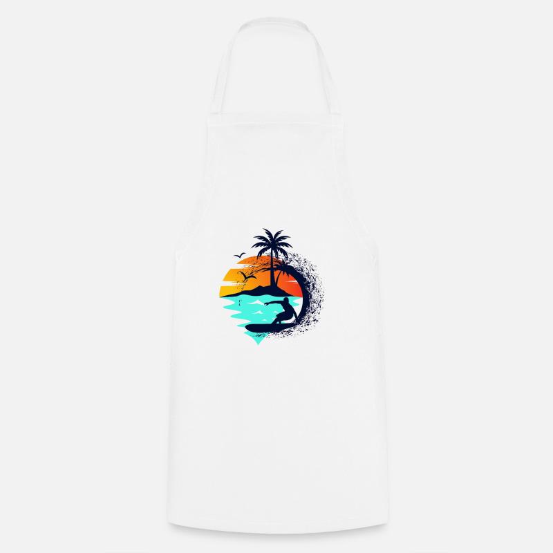 Surf, Vagues, coucher du soleil. - Tablier de cuisine - blanc