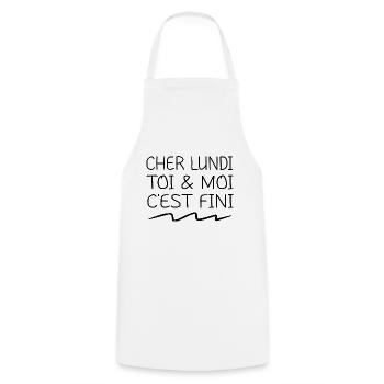 cher lundi toi & moi c'est fini - Tablier de cuisine - blanc - Devant - AI Model Male 185 dark (185cm)