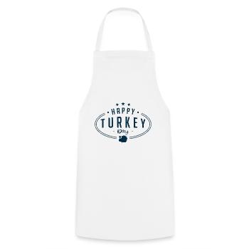 Happy Turkey Day | Thanksgiving - Tablier de cuisine - blanc - Devant - AI Model Male 185 dark (185cm)
