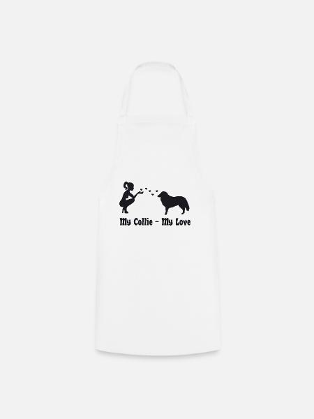 Collie mit Frau - Kochschürze - Weiß