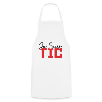 Je Suis TIC | TIC TAC Duo Drôle Cadeau - Tablier de cuisine - blanc - Devant - AI Model Male 185 dark (185cm)