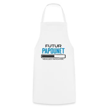Futur Papounet Cadeau Fete des Peres Papa - Tablier de cuisine - blanc - Devant - AI Model Male 185 dark (185cm)