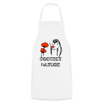 Protect Nature Portrait Poppies & Bees - Cooking Apron - white - Front - AI Model Male 185 dark (185cm)