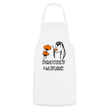 Protect Nature Portrait pavots oranges et abeille - Tablier de cuisine - blanc - Devant - AI Model Male 185 dark (185cm)