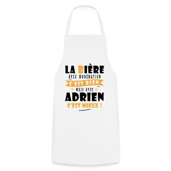 Adrien Bière Cadeau Humour cadeau adrien - Tablier de cuisine - blanc - Devant - AI Model Male 185 dark (185cm)