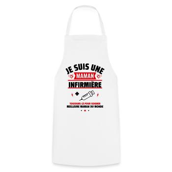 maman infirmière, Cadeau fête des mères - Tablier de cuisine - blanc - Devant - AI Model Male 185 dark (185cm)