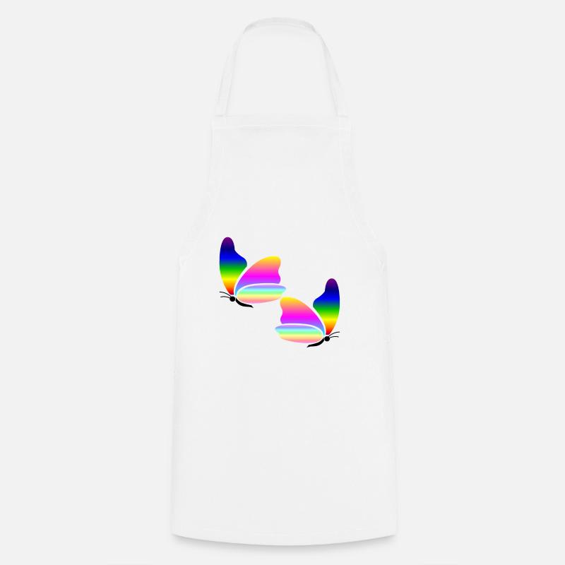 Rainbow Butterfly - Cooking Apron - white