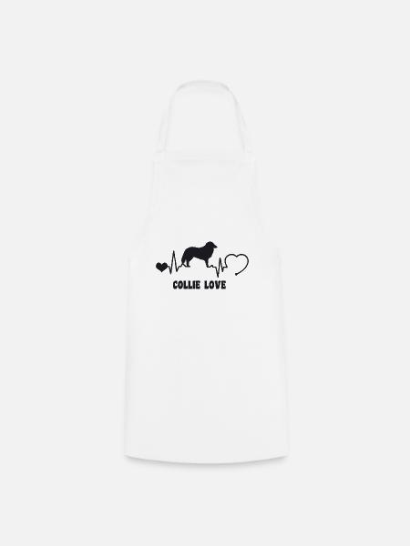 Collie mit Herzschlag - Kochschürze - Weiß