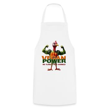 Vegan Power Turkey - Cooking Apron - white - Front - AI Model Male 185 dark (185cm)
