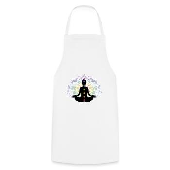 Méditation des chakras - Tablier de cuisine - blanc - Devant - AI Model Male 185 dark (185cm)
