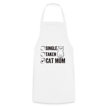 Single Taken Cat Mom drôle Cat Mama Citations - Tablier de cuisine - blanc - Devant - AI Model Male 185 dark (185cm)