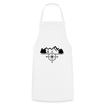 Mountains, Trees and Compass, Survival - Tablier de cuisine - blanc - Devant - AI Model Male 185 dark (185cm)