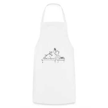 Drôle de stickman mangeant des raisins avec Cat Katze - Tablier de cuisine - blanc - Devant - AI Model Male 185 dark (185cm)