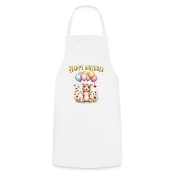 Joyeux anniversaire avec une souris mignonne et des ballons - Tablier de cuisine - blanc - Devant - AI Model Male 185 dark (185cm)