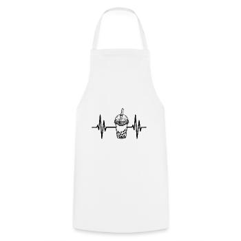 Heartbeat Boba Tea Drink Bubble Tea - Cooking Apron - white - Front - AI Model Male 185 dark (185cm)