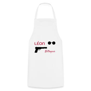 Léon - Nettoyeur - Film Culte - Cinéma - Tablier de cuisine - blanc - Devant - AI Model Male 185 dark (185cm)