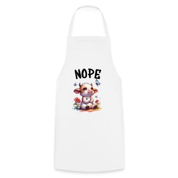 Cow Saying Nope for Boys and Girls - Cooking Apron - white - Front - AI Model Male 185 dark (185cm)
