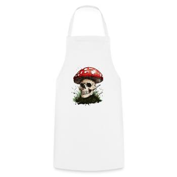 Toadstool Skull - Cooking Apron - white - Front - AI Model Male 185 dark (185cm)