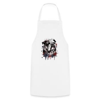 English Bulldog - Cooking Apron - white - Front - AI Model Male 185 dark (185cm)