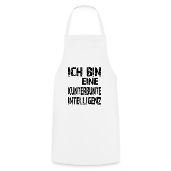 KI Spruch Ich bin eine kunterbunte Intelligenz - Kochschürze - Weiß - Vorne - AI Model Male 185 dark (185cm)