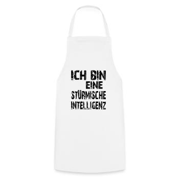 KI Spruch Ich bin eine stürmische Intelligenz - Kochschürze - Weiß - Vorne - AI Model Male 185 dark (185cm)