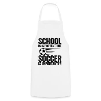 Schule ist wichtig, aber Fußball ist noch wichtiger - Kochschürze - Weiß - Vorne - AI Model Male 185 dark (185cm)