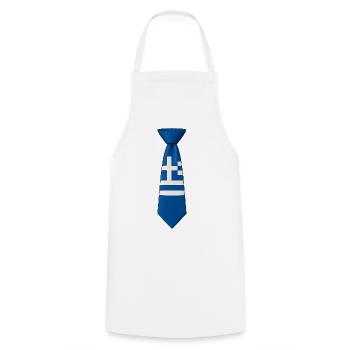 Greece Tie – Flag Design - Cooking Apron - white - Front - AI Model Male 185 dark (185cm)