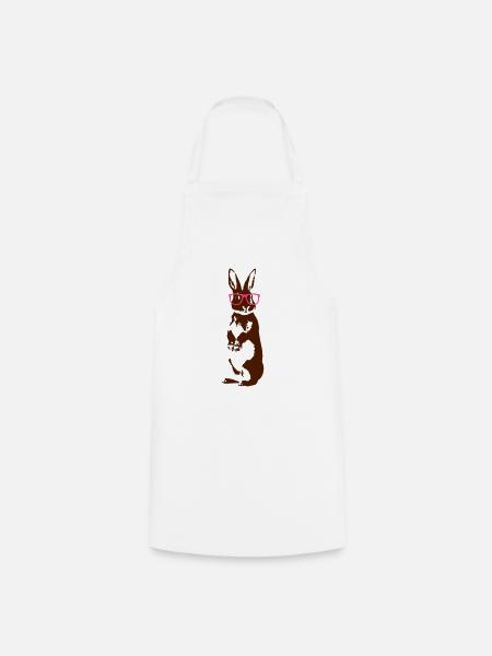 Hase mit Hipster Brille - Kochschürze - Weiß