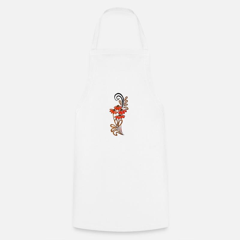 Fleur de Dahlia Oranger Tourbillon Design - Tablier de cuisine - blanc