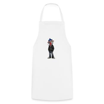 Head punk: Blue Mohican in jeans - Cooking Apron - white - Front - AI Model Male 185 dark (185cm)