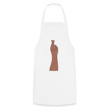 Fingers Crossed Hand Vintage Good Luck Hope - Cooking Apron - white - Front - AI Model Male 185 dark (185cm)