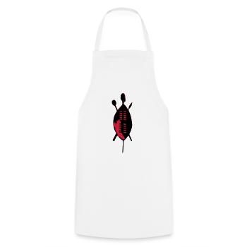 Zulu Shield - Cooking Apron - white - Front - AI Model Male 185 dark (185cm)