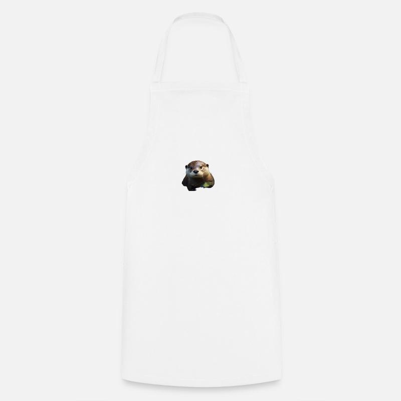 Cute otter with leaf - Cooking Apron - white