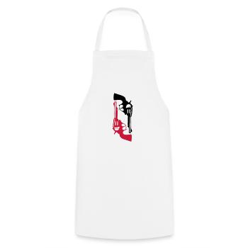 gun pistol revolver weapon Fire1 - Cooking Apron - white - Front - AI Model Male 185 dark (185cm)